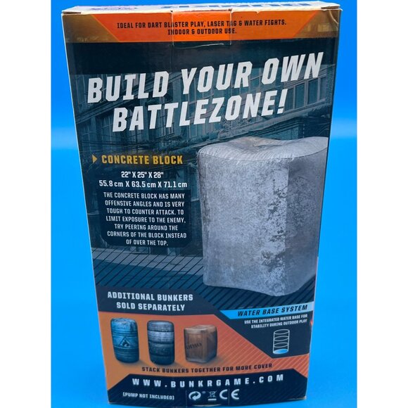 BUNKR Battle Zones Inflatable Concrete Block For Dart Blaster Play 22" X 25" X 2 - Picture 4 of 7